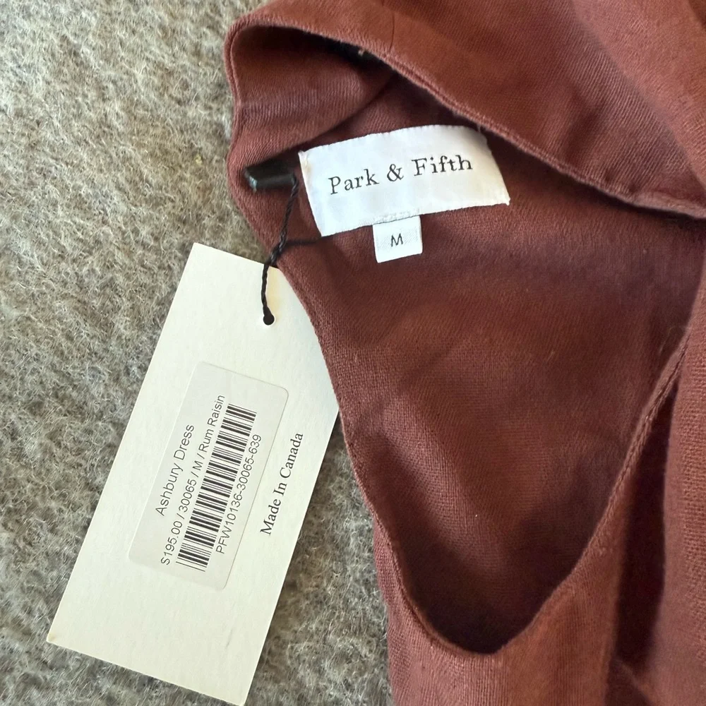 NWT Park & Fifth Linen Blend Brown Asymmetrical Midi Dress - Picture 15 of 15
